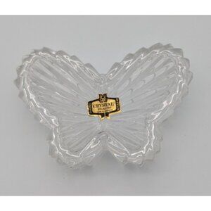 vintage Lead Crystal Butterfly Trinket Box Rings Jewelry Candy by Zajecar